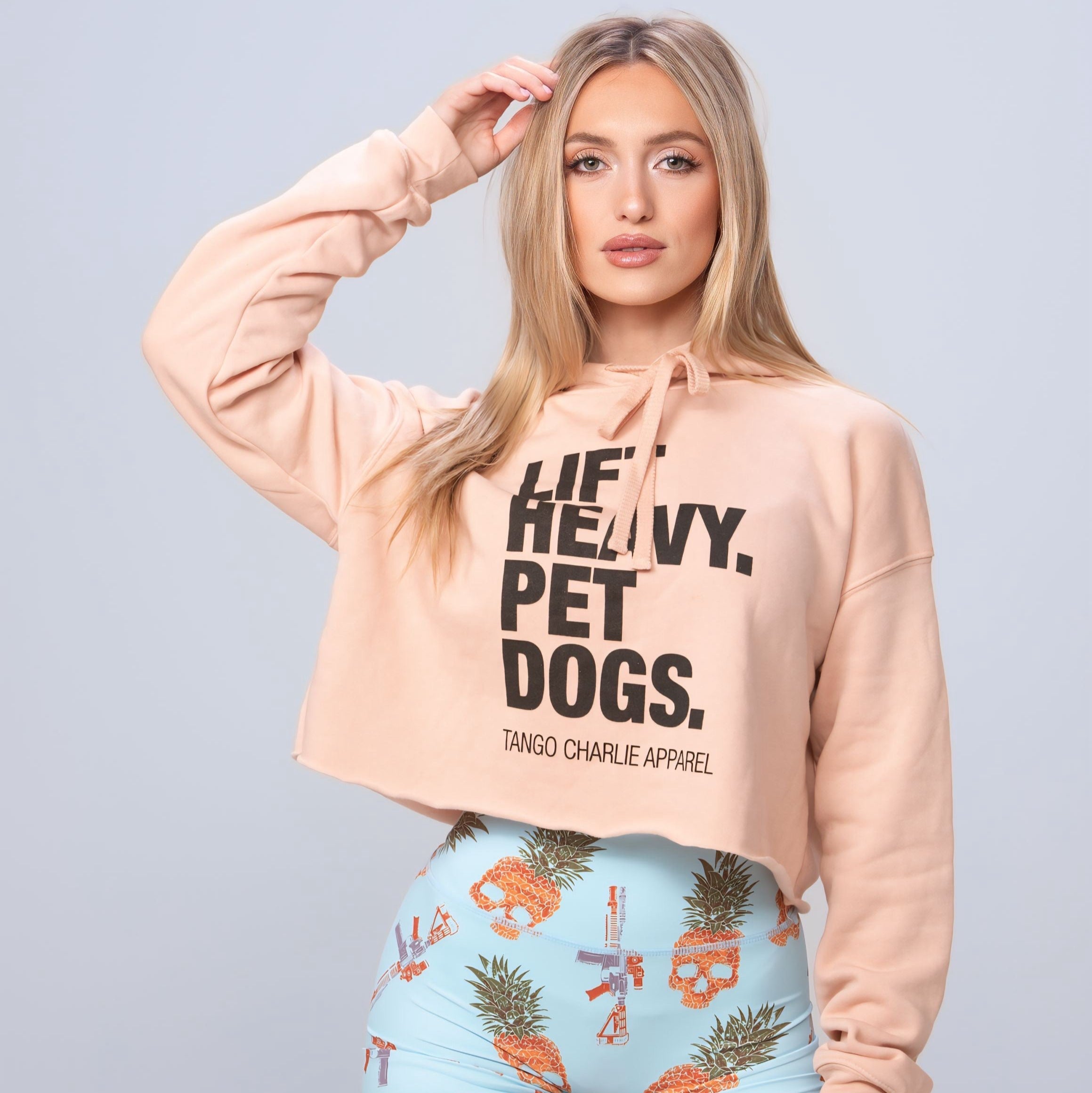 Lift Heavy. Pet Dogs. - Women's Crop Hoodie